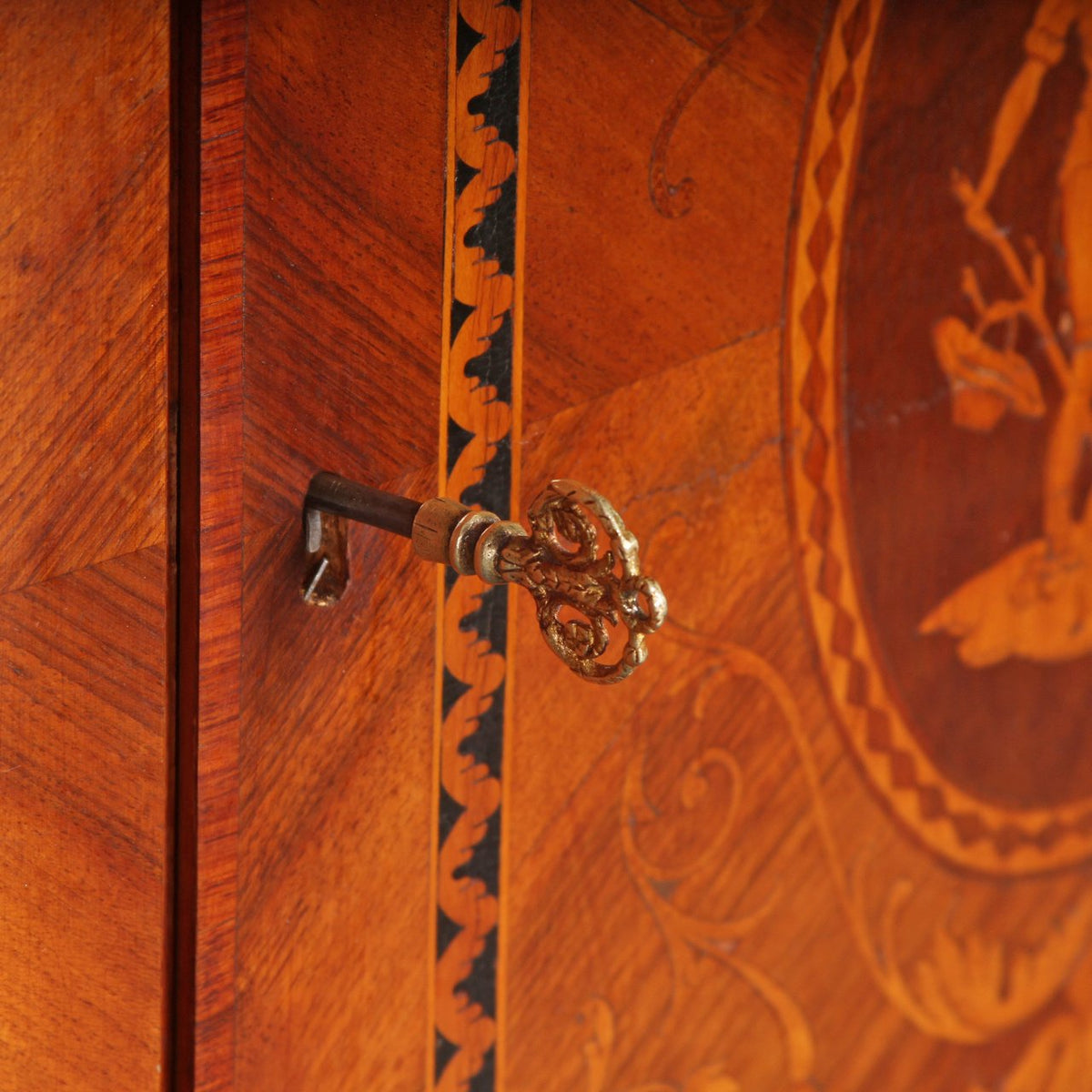 19th C Magglioni Bar Credenza with Walnut Veneer & Marble Top