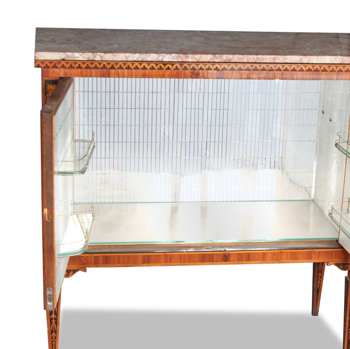 19th C Magglioni Bar Credenza with Walnut Veneer & Marble Top