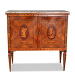 19th C Magglioni Bar Credenza with Walnut Veneer & Marble Top