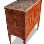 19th C Magglioni Bar Credenza with Walnut Veneer & Marble Top