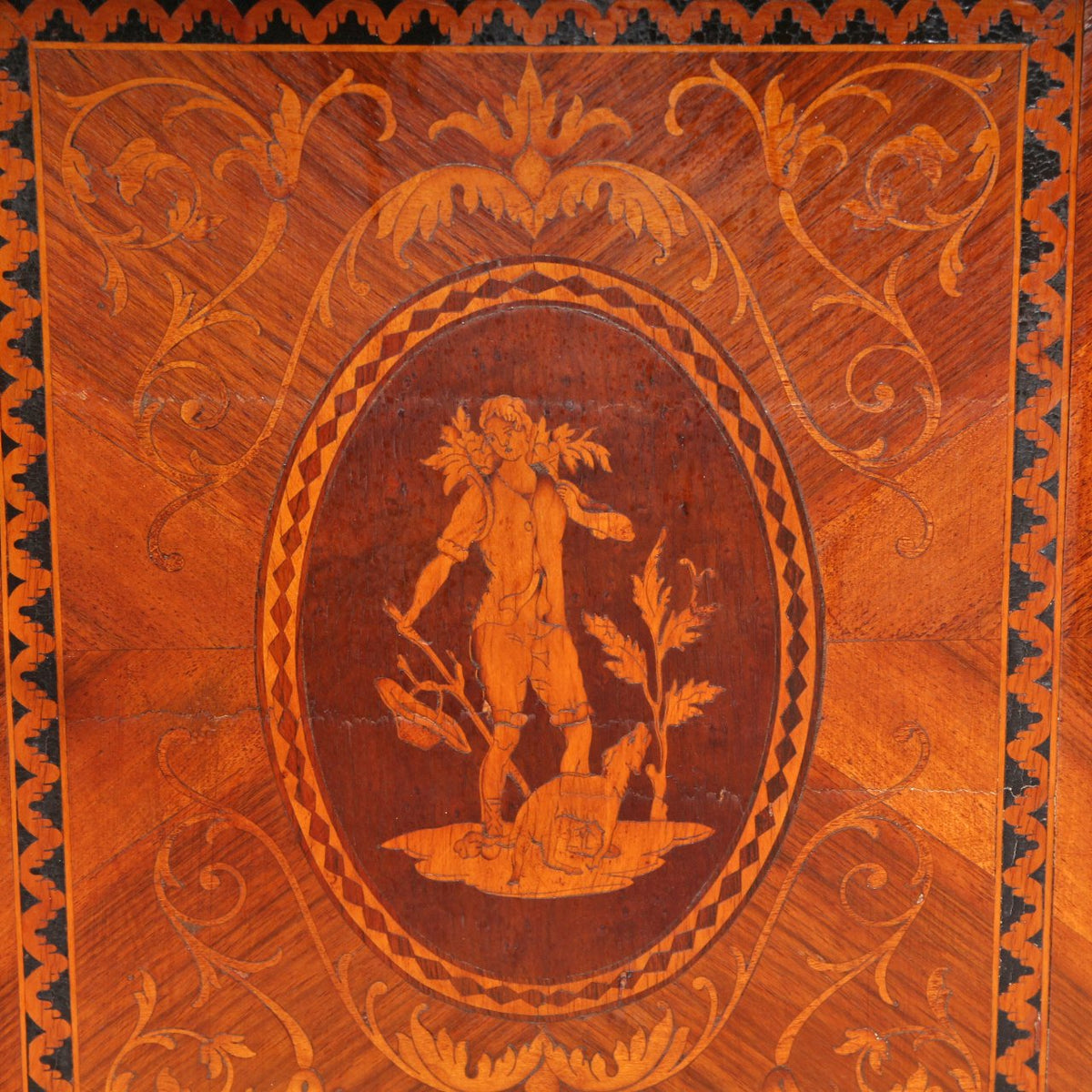 19th C Magglioni Bar Credenza with Walnut Veneer & Marble Top
