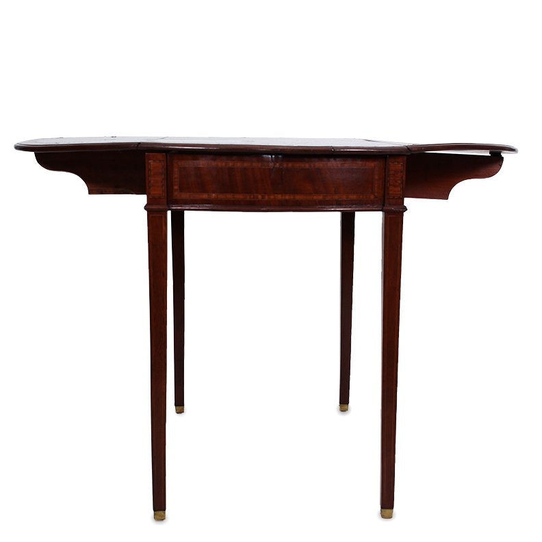 19th Century Mahogany and Satinwood Inlay Pembroke Drop Leaf Side Table