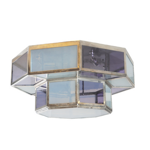 Urban Electric LEX Art Deco Style Chrome and Stained Glass Flush Mount