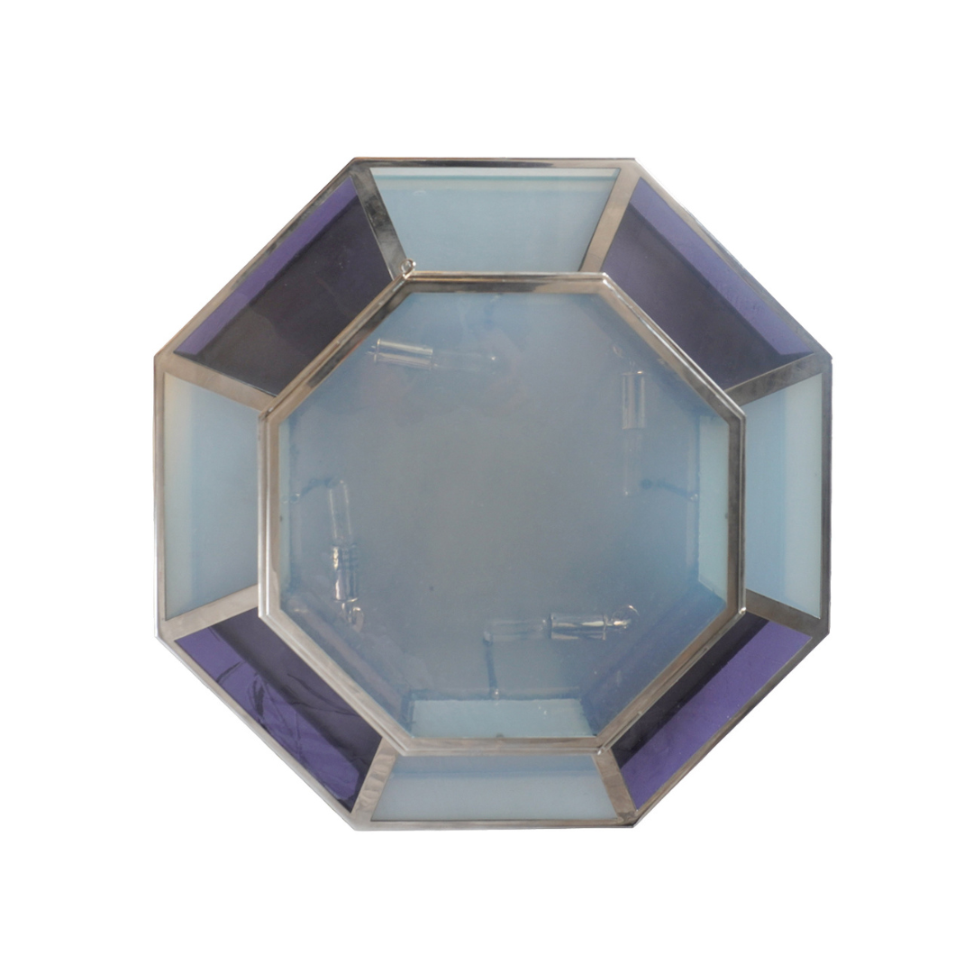 Urban Electric LEX Art Deco Style Chrome and Stained Glass Flush Mount