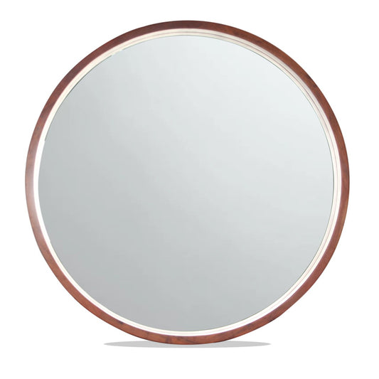 Acacia Wood Round Wall Mirror 40 from CB2