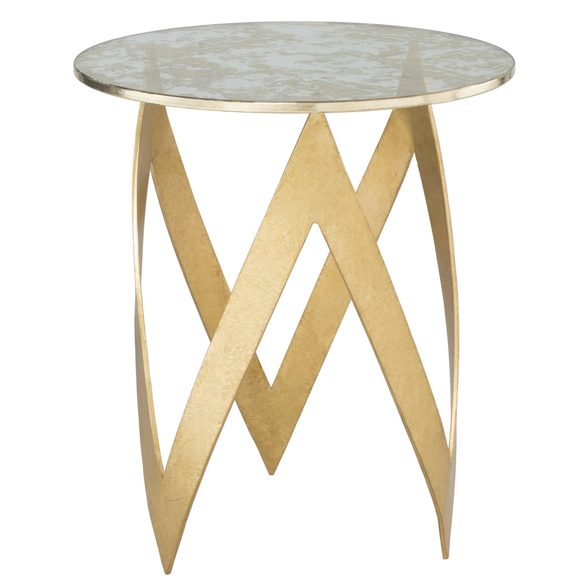 Niermann Weeks Pike Occasional Side Table with Gold Leaf Base and Tangerine Glass Top
