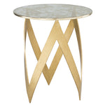 Niermann Weeks Pike Occasional Side Table with Gold Leaf Base and Tangerine Glass Top