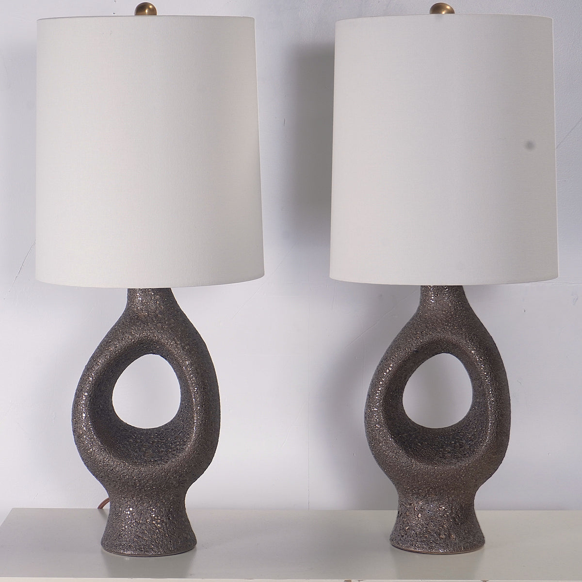 Aerin Capra Medium Table Lamps Chalk Burnt Gold, Pair of