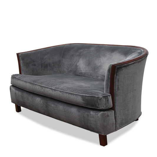Antique Mahogany Frame Settee in John Rosselli Velvet