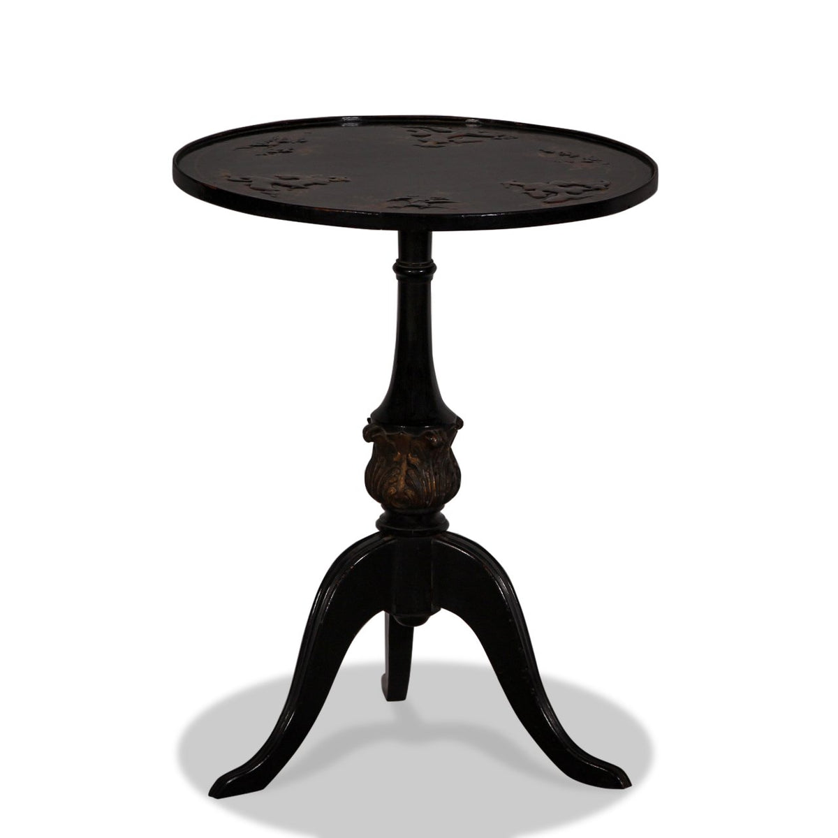 Antique Chinese Chinoiserie Ebonised and Lacquered Side Table