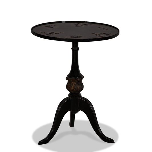 Antique Chinese Chinoiserie Ebonised and Lacquered Side Table