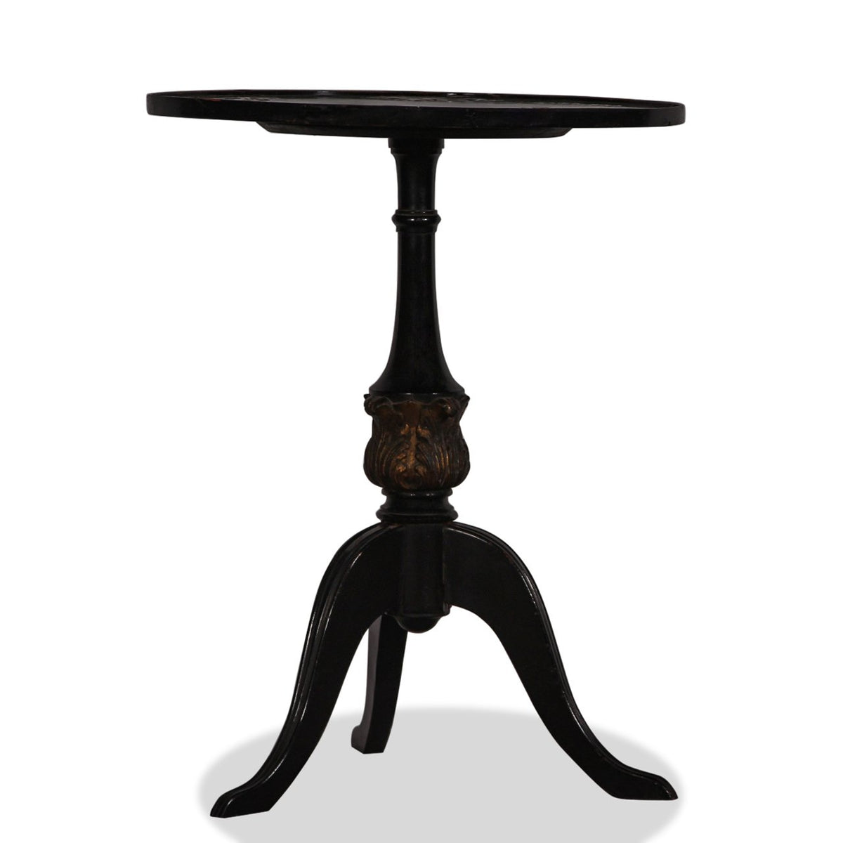 Antique Chinese Chinoiserie Ebonised and Lacquered Side Table
