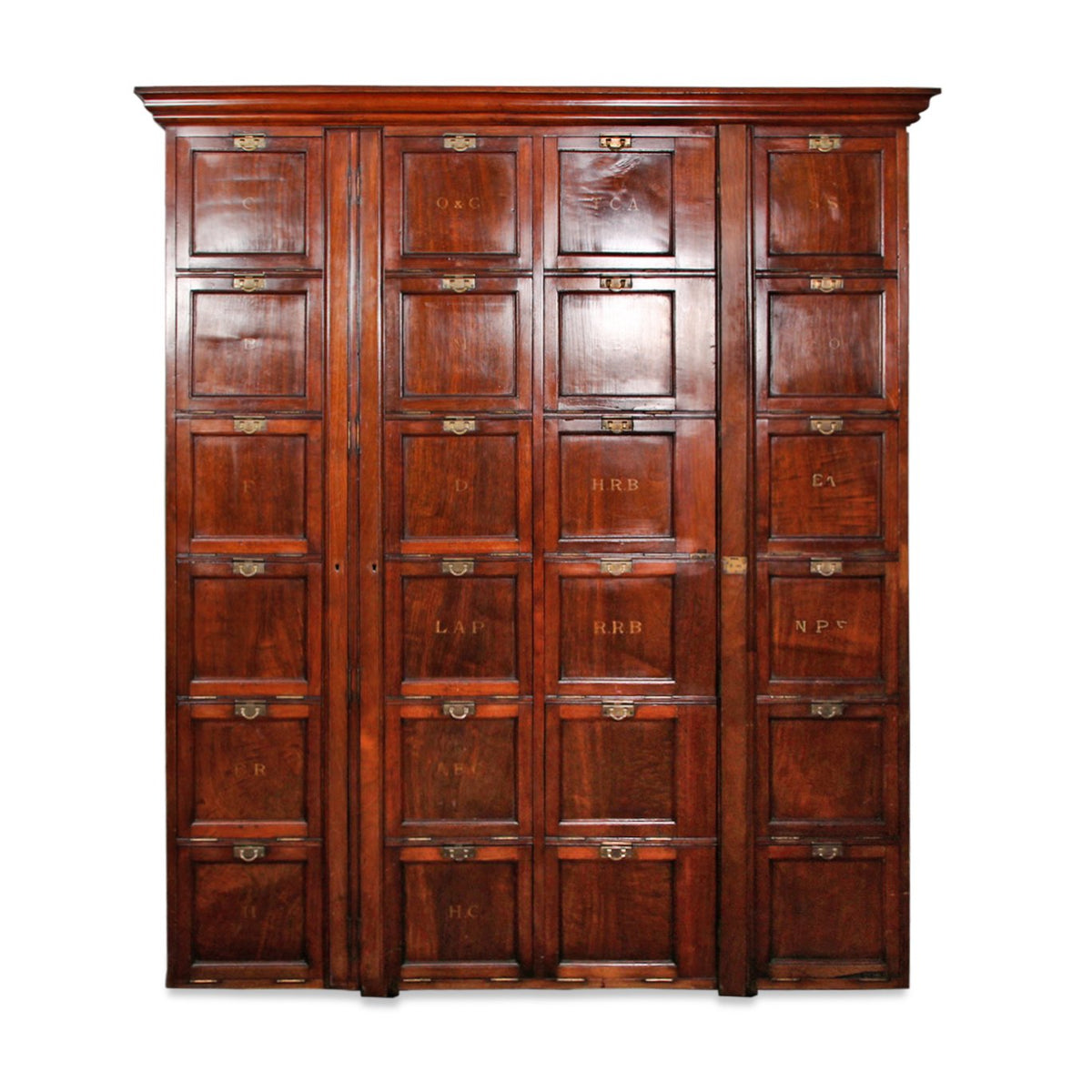 Antique Dutch Oak Locker Cabinet Post Office 1920s