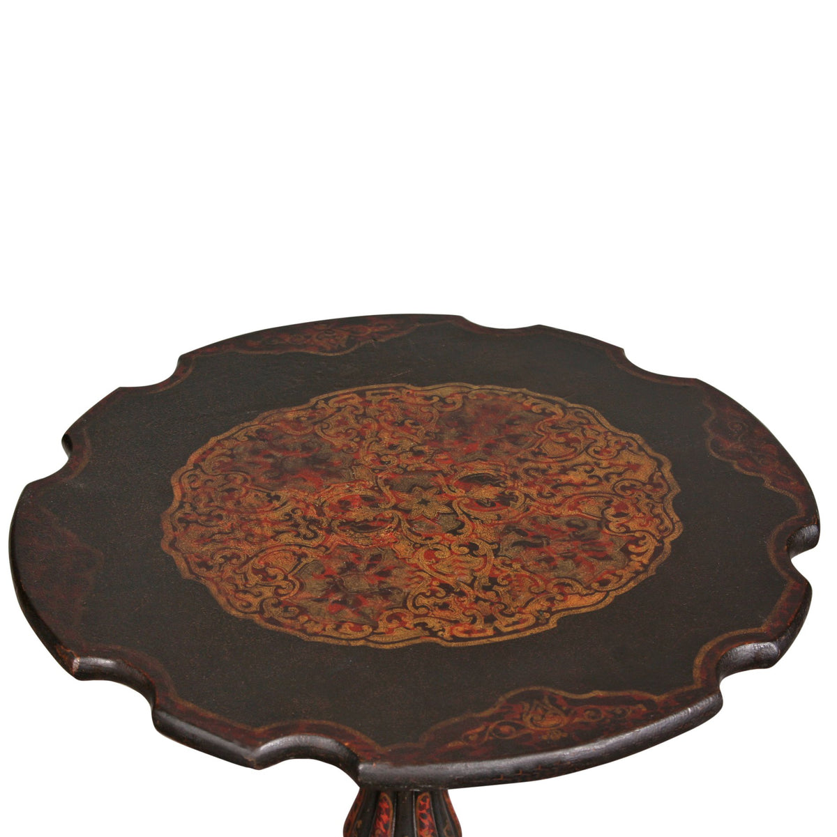 Antique Ebonised Leather Top Side Table