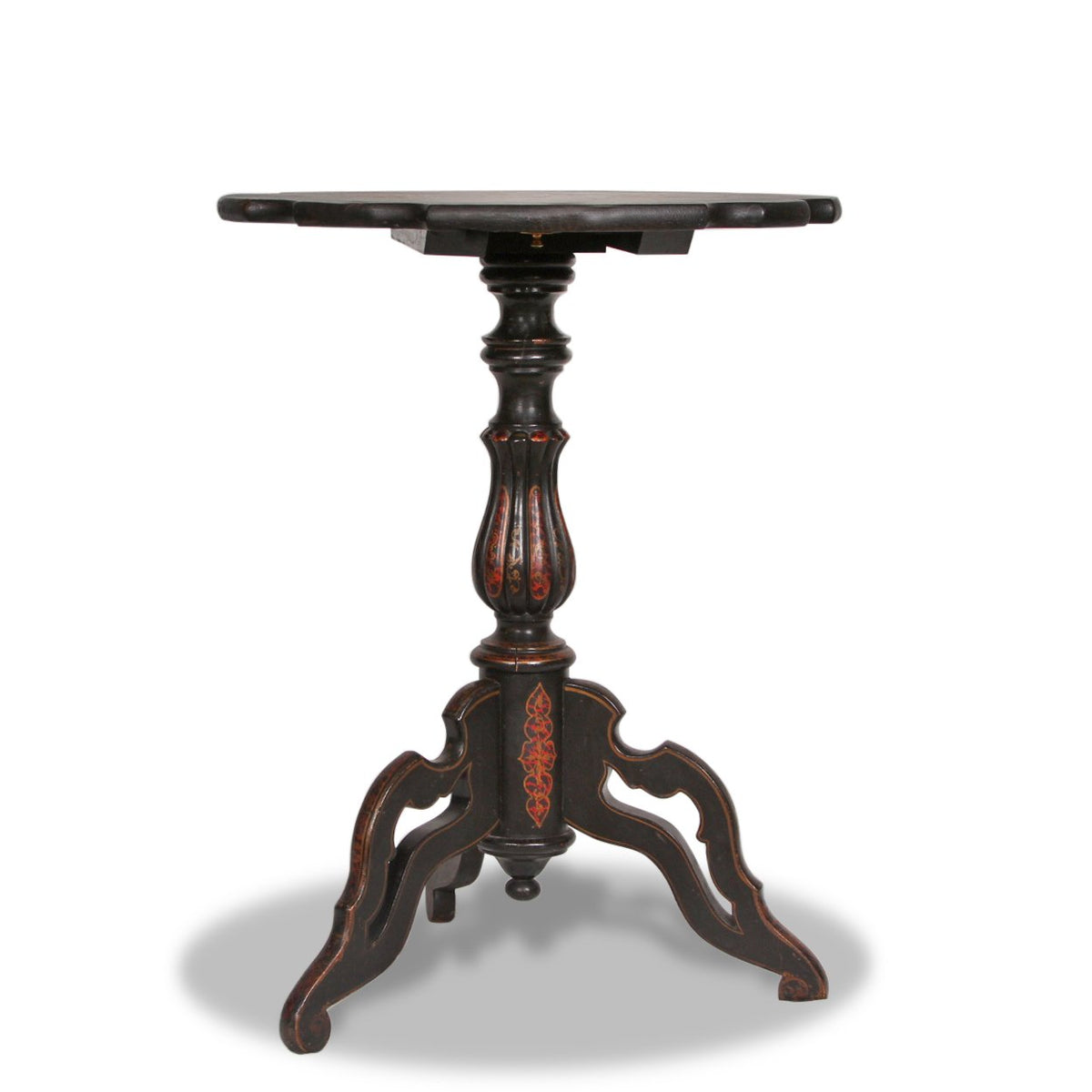 Antique Ebonised Leather Top Side Table