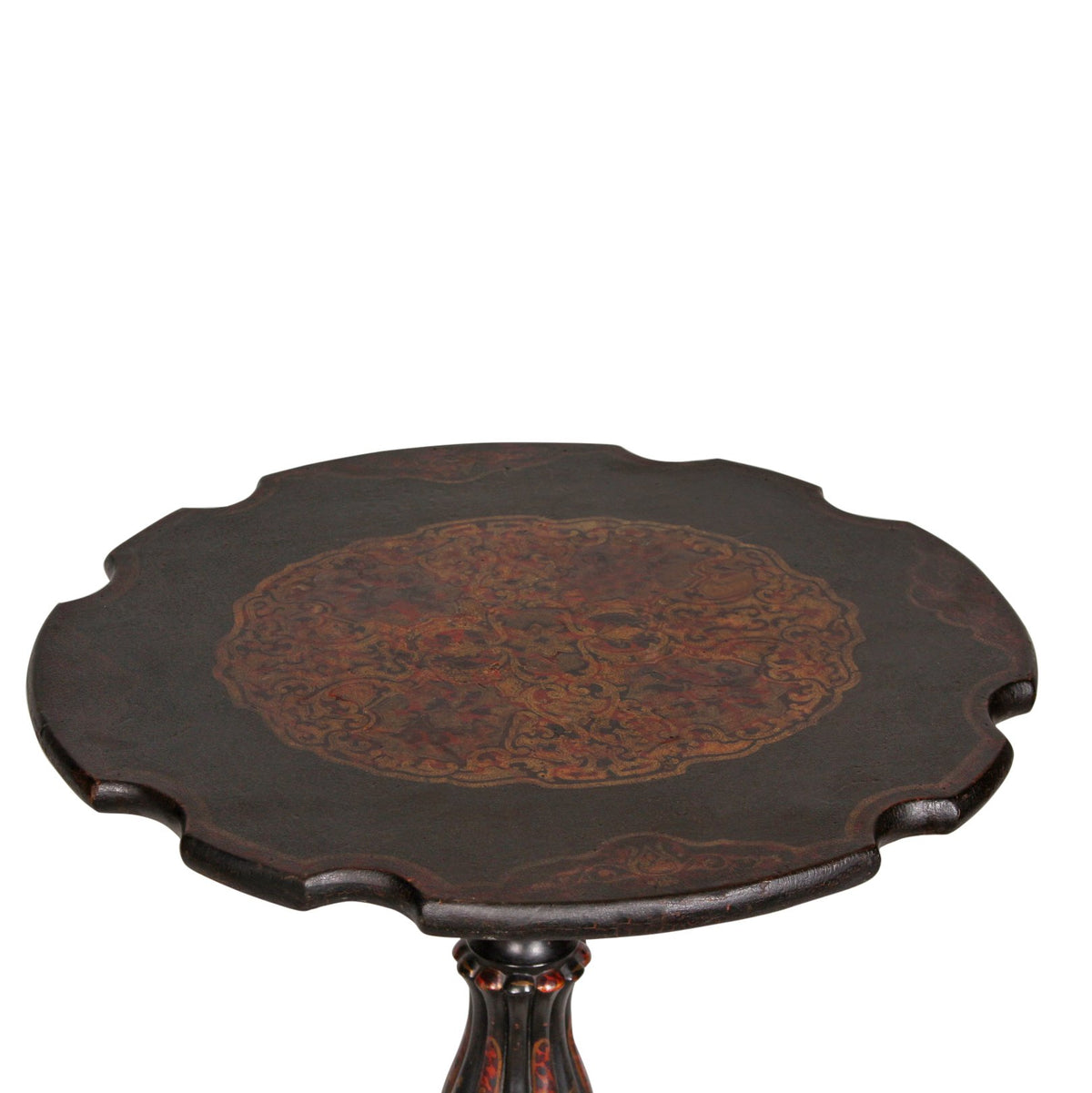 Antique Ebonised Leather Top Side Table