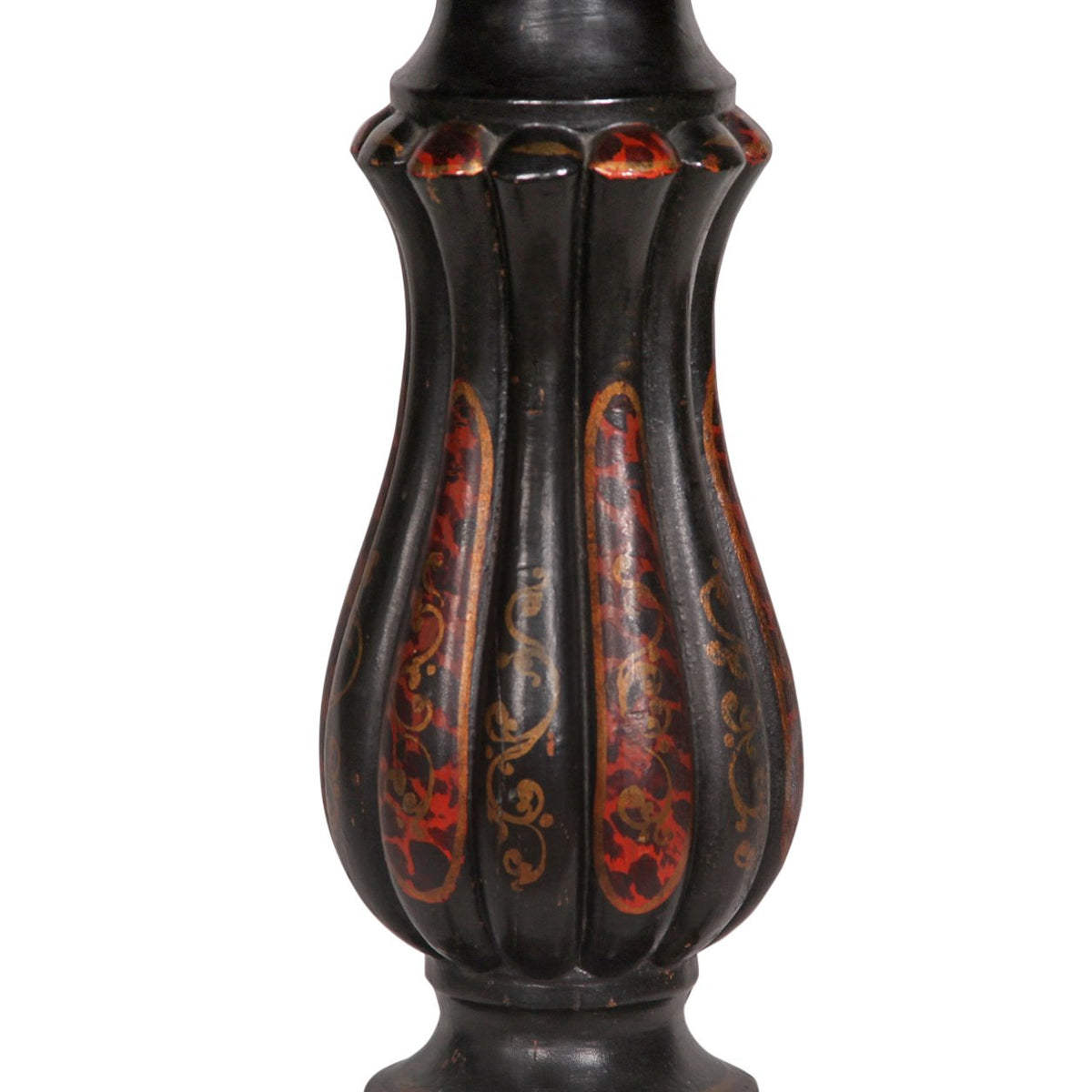 Antique Ebonised Leather Top Side Table