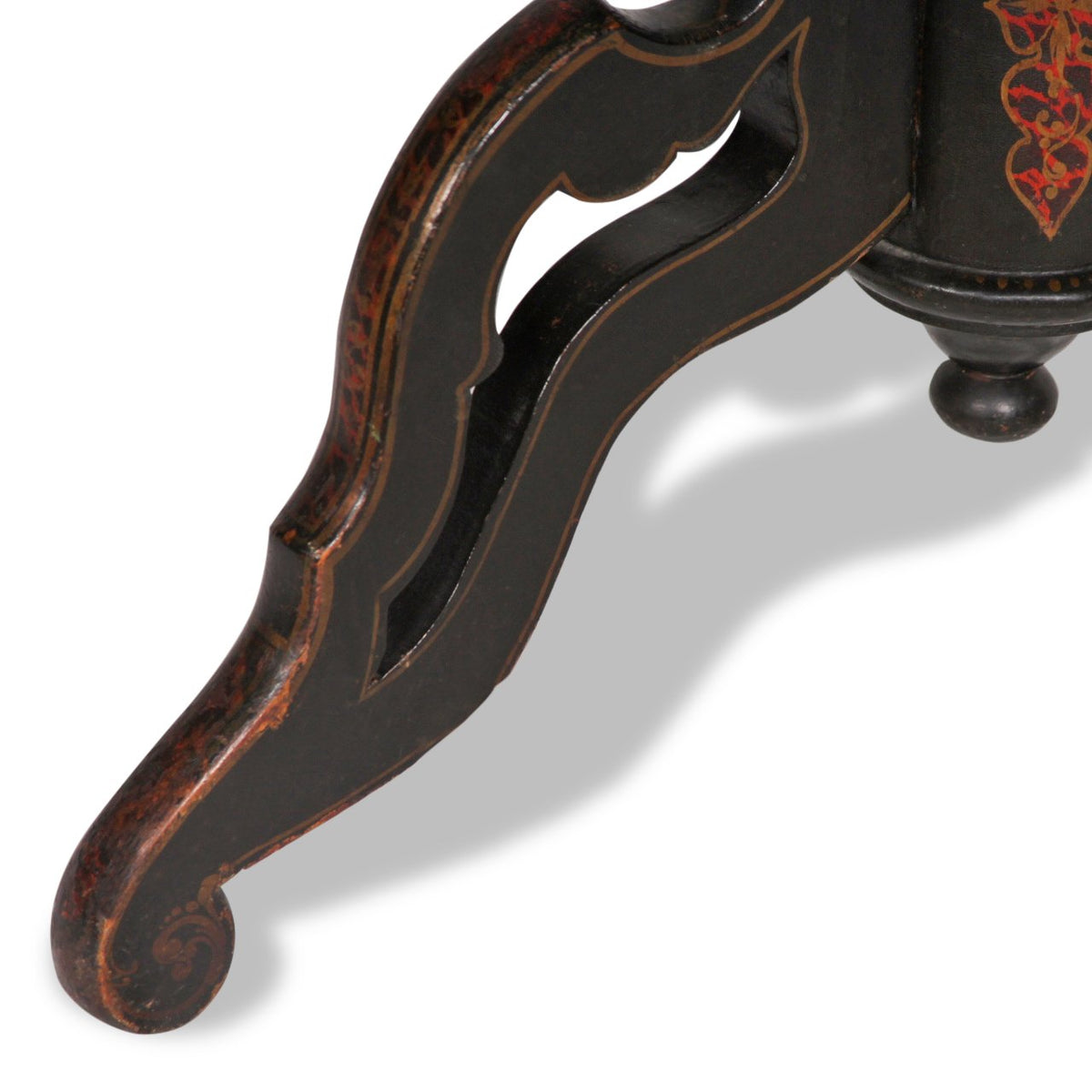 Antique Ebonised Leather Top Side Table