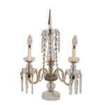 Antique French Lalique Style Crystal and Glass Girandole Lamps