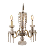 Antique French Lalique Style Crystal and Glass Girandole Lamps