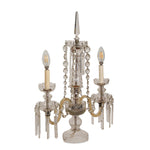 Antique French Lalique Style Crystal and Glass Girandole Lamps