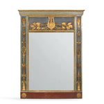 Antique French Louis XVI Hand Painted and Gilded Trumeau Versailles Mirror 19thC