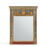 Antique French Louis XVI Hand Painted and Gilded Trumeau Versailles Mirror 19thC