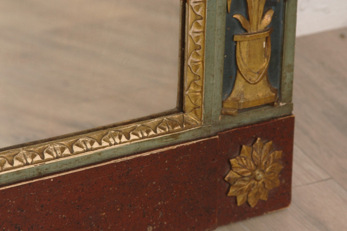 Antique French Louis XVI Hand Painted and Gilded Trumeau Versailles Mirror 19thC