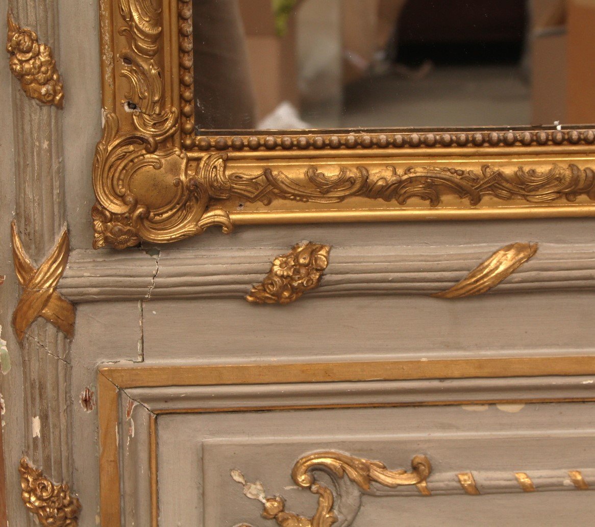 Antique French Louis XVI Trumeau Mirror 19th Century