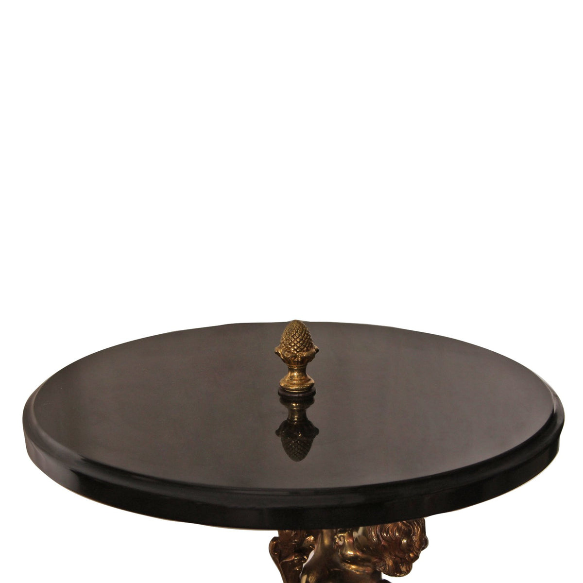Antique French Marbletop Drinks Table With Brass Cherub Base
