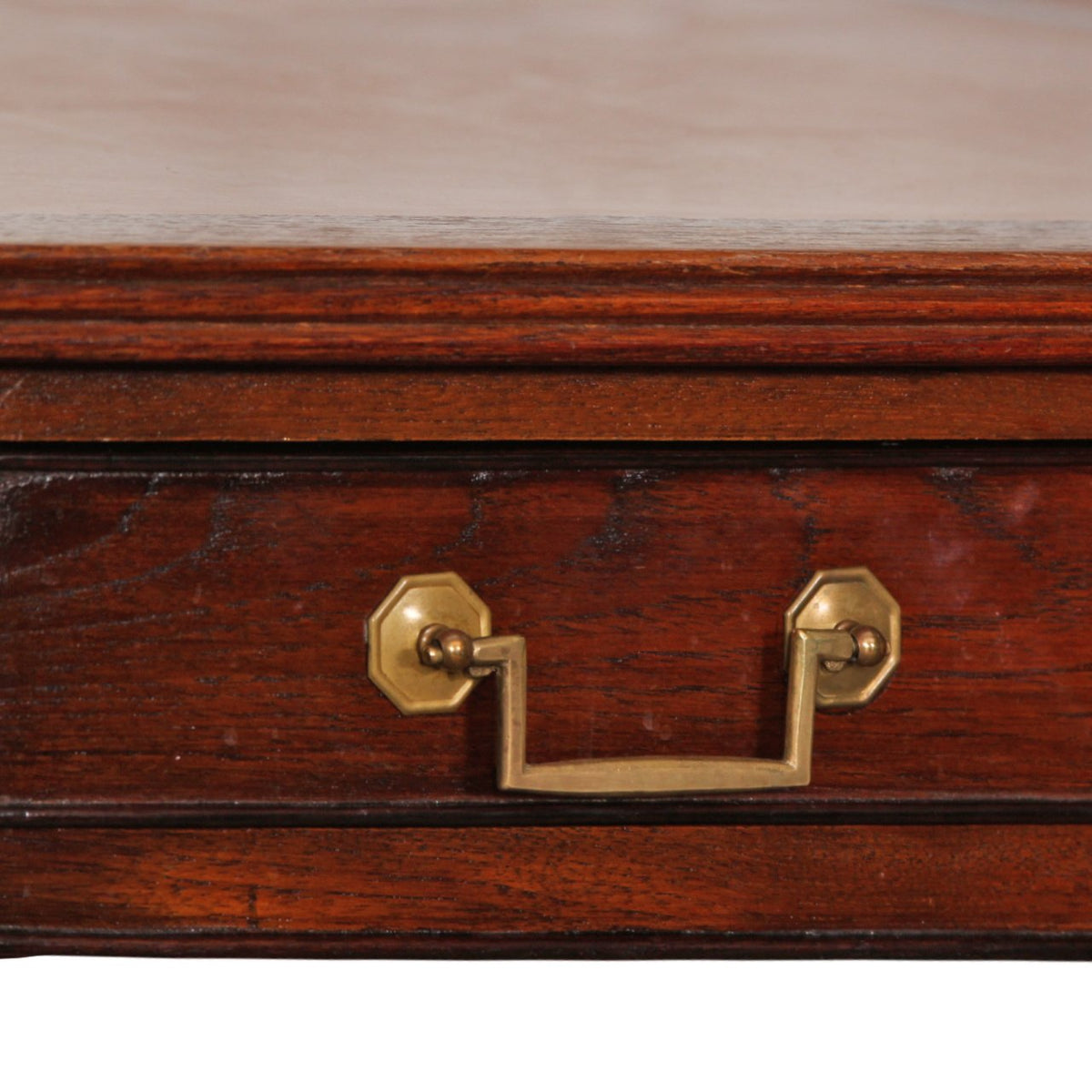 Antique French Writing Desk with Handcarved Spindle Legs and Leather Top