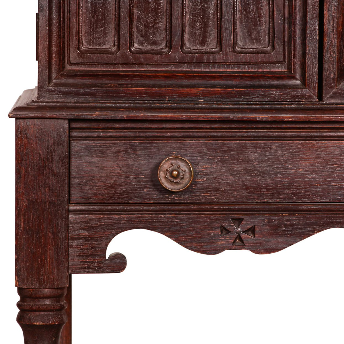 Antique Lord and Taylor hand Carved Oak Hutch Cabinet