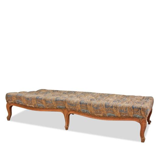Antique Louis XVI Style Hand Carved Beechwood And Paisley Bench Ottoman Coffee Table 19th Century