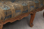 Antique Louis XVI Style Hand Carved Beechwood And Paisley Bench Ottoman Coffee Table 19th Century
