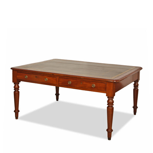 Antique Louis XV Style Oak Desk w Leather Insert 19thC