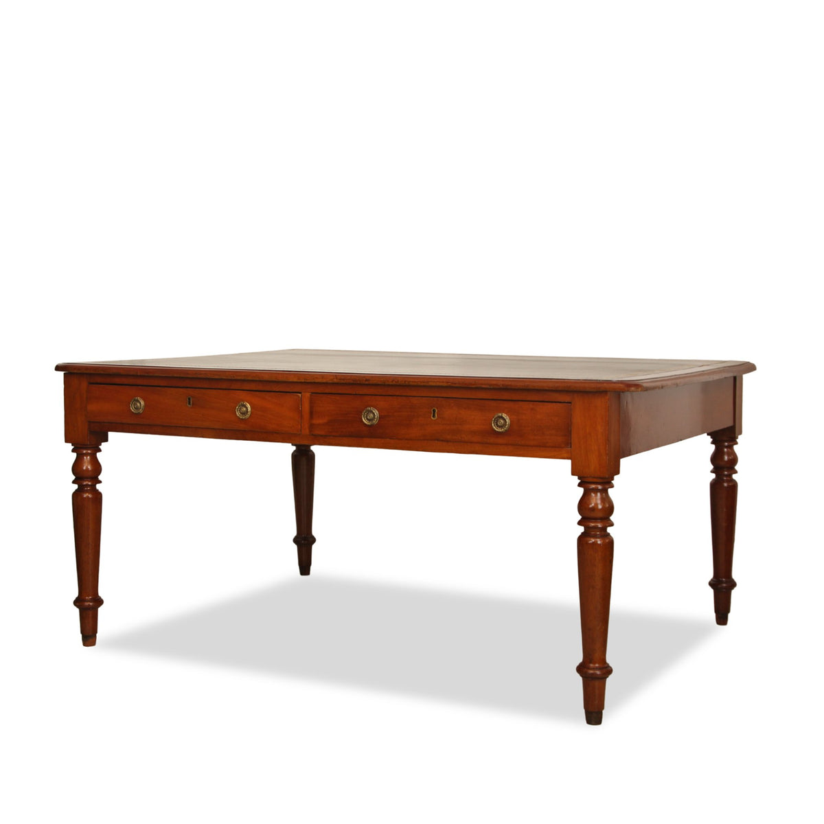 Antique Louis XV Style Oak Desk w Leather Insert 19thC