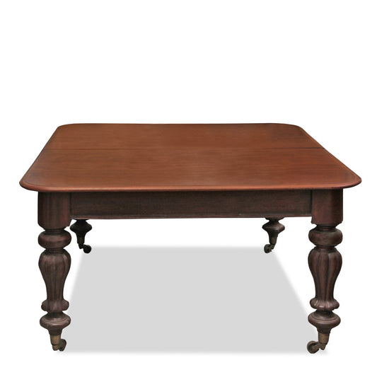 Antique Victorian Mahogany Flame Dining Table with Leaves 19thC