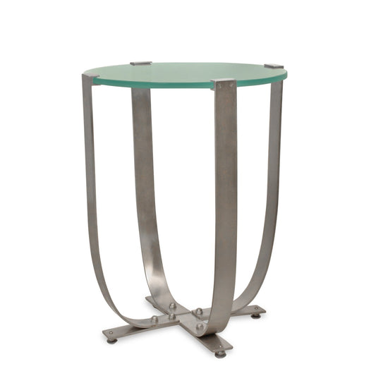Antique Wolf Hoffmann Art Deco Side Table with Frosted Glass Top