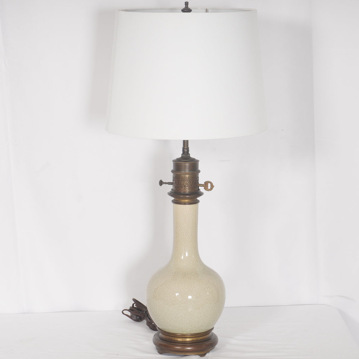 Antique French Maison Gagneau Crackle Porcelain Lamp