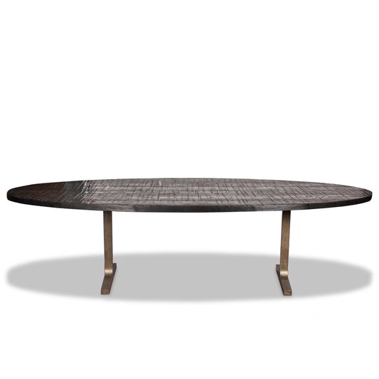 BDDW Split Bamboo Dining Table with Bronze Legs