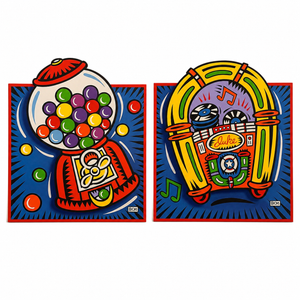 Burton Morris Juke Box Pop & Gumball Pop Artwork, 1999, Pair Of