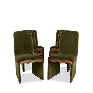 CB2 Rhodes Green Upholstered Velvet Dining Chairs, Set of 6