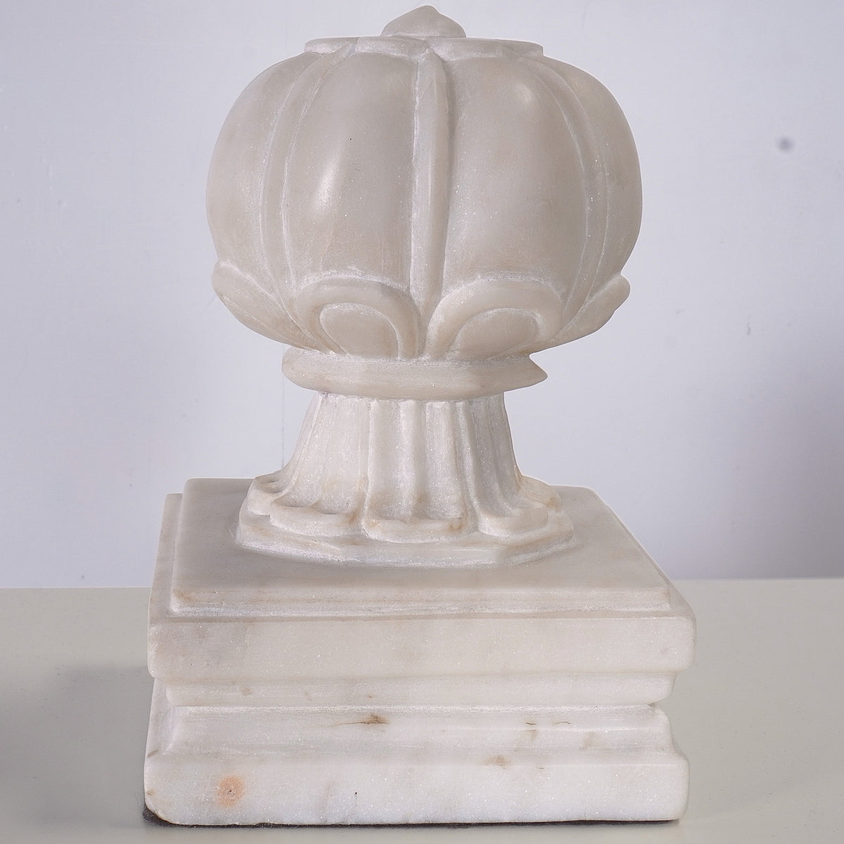 Carved Agra Style Marble Bookends or Paper Weight, Set of 2