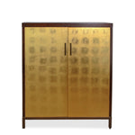 Century Furniture Bar Cabinet with Gold Leaf Finish with Bronze Finished Brass Base