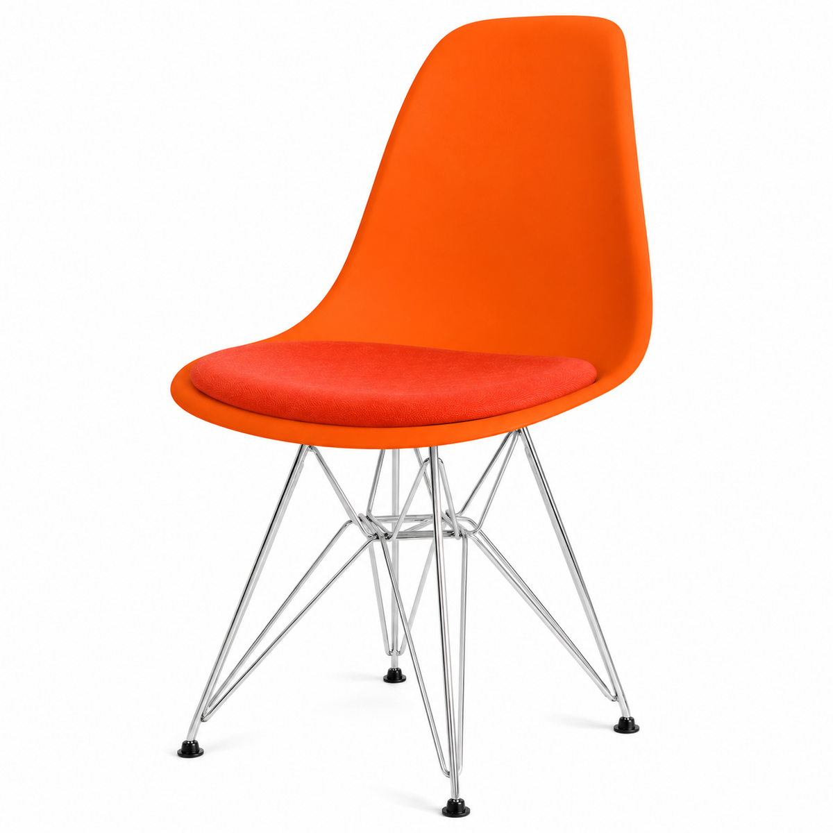 Eames Molded Plastic Side Chair with Orange Seat Pad by Herman Miller (Brand New- 97 Available)