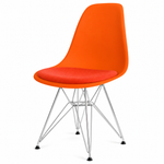 Eames Molded Plastic Side Chair with Orange Seat Pad by Herman Miller (Brand New- 97 Available)