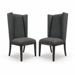 Vintage High Back Chairs in Elitis Flanelle Upholstery, Pair of
