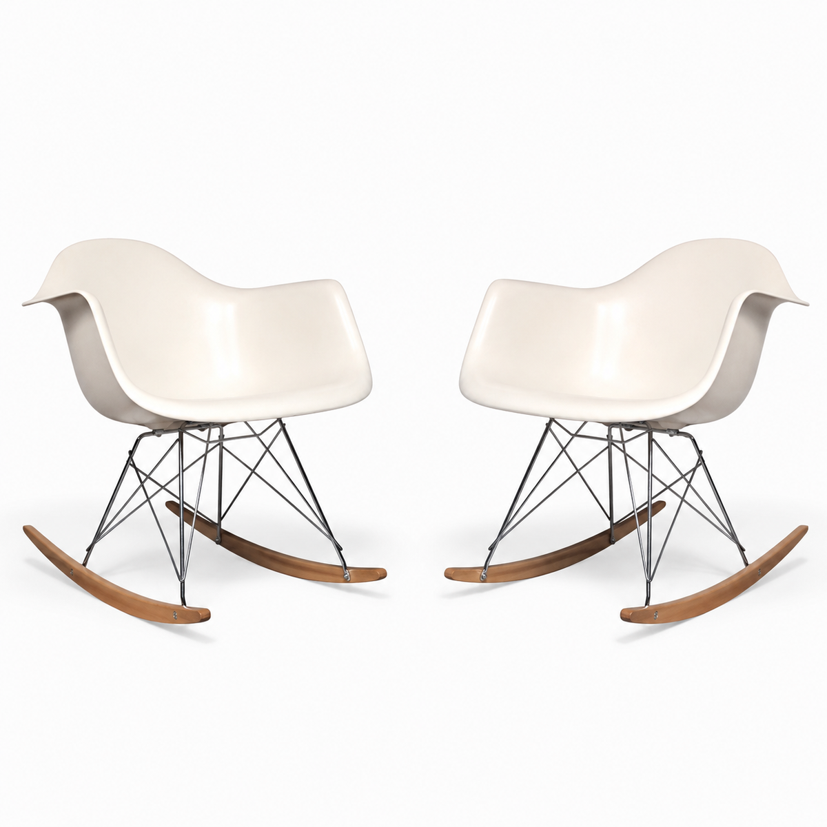 Eames Molded Plastic Armchair, Rocker Base from Herman Miller, Pair of