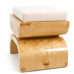 Matthew Izzo Home Biggs Burlwood Stool With Linen Cushions, Pair of