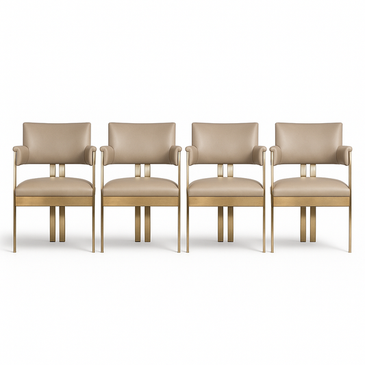 Set of 4 Jamie Dining Chairs by Artistic Frame Company in Polished Brass Metal Finish